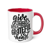 Faith Culture - Give Thanks with a Grateful Heart - Christian Thanksgiving Accent Mug, 11oz