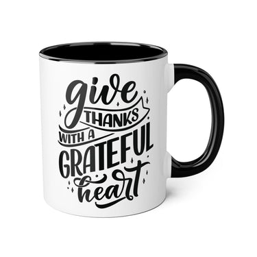 Faith Culture - Give Thanks with a Grateful Heart - Christian Thanksgiving Accent Mug, 11oz