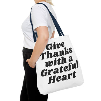 Faith Culture - Give Thanks with a Grateful Heart Tote Bag Thanksgiving Gift Christian Inspirational Carryall