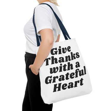 Faith Culture - Give Thanks with a Grateful Heart Tote Bag Thanksgiving Gift Christian Inspirational Carryall