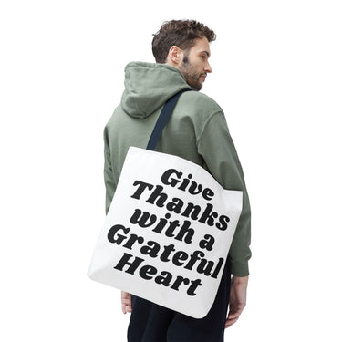 Faith Culture - Give Thanks with a Grateful Heart Tote Bag Thanksgiving Gift Christian Inspirational Carryall