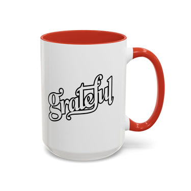 Faith Culture - Grateful - Christian Thanksgiving Accent Coffee Mug, 11oz and 15oz 15oz Red