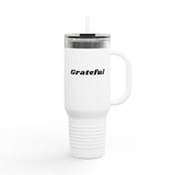 Faith Culture - Grateful Insulated Travel Mug 40oz Christian Thanksgiving Gift Stainless Steel 40oz White