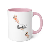 Faith Culture - Grateful, Thankful, Blessed Floral - Christian Thanksgiving Accent Mug, 11oz