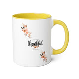 Faith Culture - Grateful, Thankful, Blessed Floral - Christian Thanksgiving Accent Mug, 11oz
