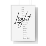 Faith Culture - Guiding Light - John 12:46 - Christian Wall Art 24″ x 36″ White