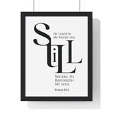 Faith Culture - "He Leads Me Beside Quiet Waters" - Psalm 23:2 Christian Vertical Framed Wall Art 11″ x 14″ Black