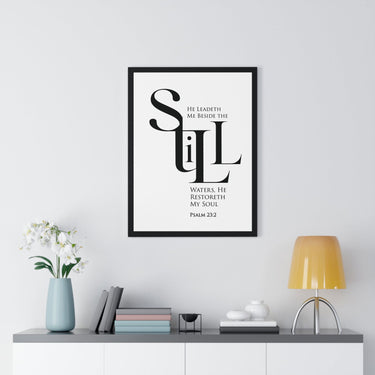 Faith Culture - "He Leads Me Beside Quiet Waters" - Psalm 23:2 Christian Vertical Framed Wall Art