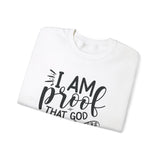 Faith Culture - I am Proof That God Works - Christian Unisex Heavy Blend™ Crewneck Sweatshirt