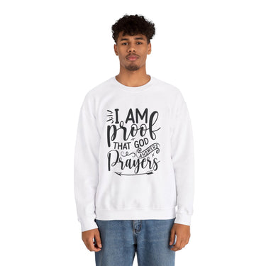 Faith Culture - I am Proof That God Works - Christian Unisex Heavy Blend™ Crewneck Sweatshirt