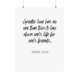 Faith Culture - John 15:13 - Greater Love Decor Christian Wall Art 30″ x 40″ Matte