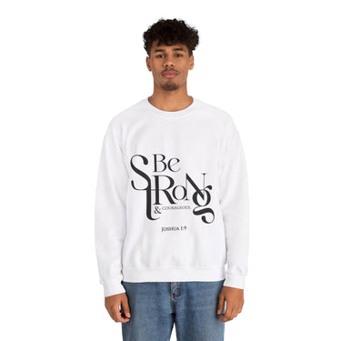 Faith Culture - Joshua 1:9 - Christian Unisex Heavy Blend™ Crewneck Sweatshirt White