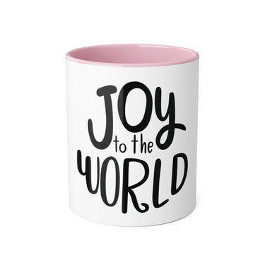 Faith Culture - Joy to the World Christmas Ornament Accent Mug - 11oz Holiday Coffee Cup Pink 11oz