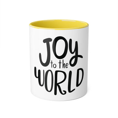 Faith Culture - Joy to the World Christmas Ornament Accent Mug - 11oz Holiday Coffee Cup Yellow 11oz