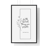 Faith Culture - Limitless Faith - Matthew 19:26 - Christian Wall Art 24″ x 36″ Black