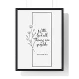 Faith Culture - Limitless Faith - Matthew 19:26 - Christian Wall Art 18″ x 24″ Black