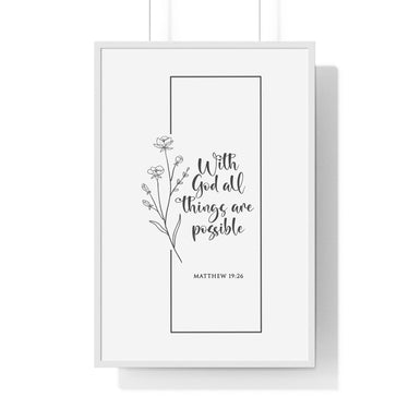 Faith Culture - Limitless Faith - Matthew 19:26 - Christian Wall Art 24″ x 36″ White