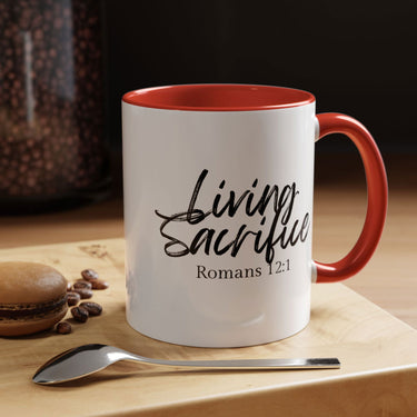 Faith Culture - Living Sacrifice - Romans 12:1 Christian Coffee Mug 11oz Red