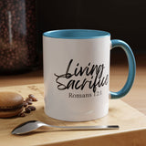 Faith Culture - Living Sacrifice - Romans 12:1 Christian Coffee Mug 11oz Light Blue