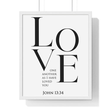 Faith Culture - Love One Another - John 13:34 - Christian Wall Art 16" x 20" White