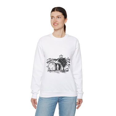 Faith Culture - Open Tomb - Christian Unisex Heavy Blend™ Crewneck Sweatshirt White