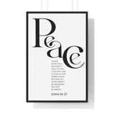 Faith Culture - "Peace I Leave with You" - John 14:27 Christian Vertical Framed Wall Art 24″ x 36″ Black