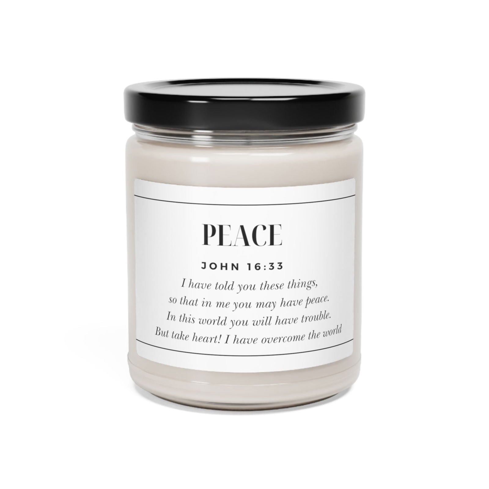 Peace John 16:33 Christian scented soy candle