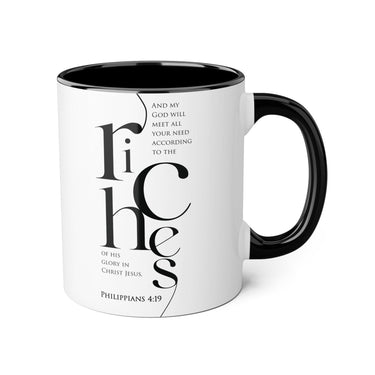Faith Culture - Philippians 4:19 - Christian Accent Coffee Mug (11oz) Black 11oz