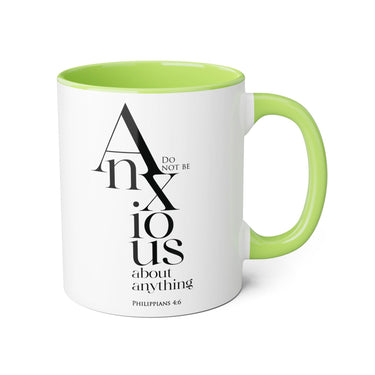 Faith Culture - Philippians 4:6 - Christian Accent Coffee Mug (11oz) Light Green 11oz