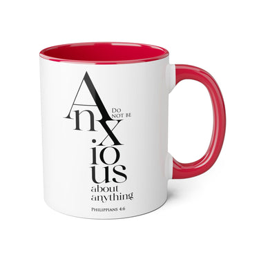 Faith Culture - Philippians 4:6 - Christian Accent Coffee Mug (11oz) Red 11oz