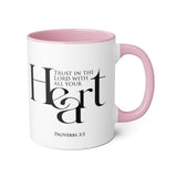 Faith Culture - Proverbs 3:5 - Christian Accent Coffee Mug (11oz) Pink 11oz