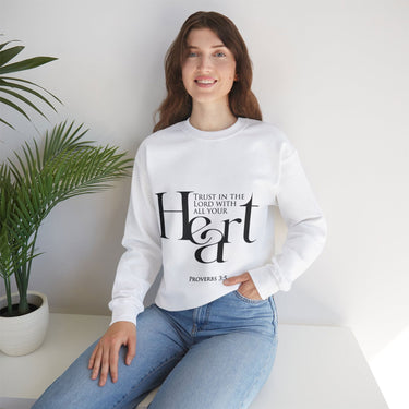Faith Culture - Proverbs 3:5 - Christian Unisex Heavy Blend™ Crewneck Sweatshirt White