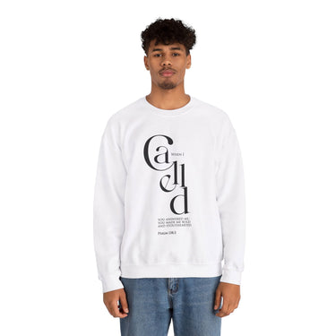 Faith Culture - Psalm 138:3 - Christian Unisex Heavy Blend™ Crewneck Sweatshirt White