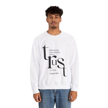 Faith Culture - Psalm 56:3 - Christian Unisex Heavy Blend™ Crewneck Sweatshirt White