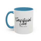 Faith Culture - Sacrificial Love - John 15:13 Christian Coffee Mug 11oz Light Blue