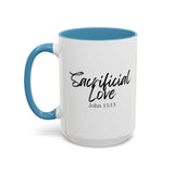 Faith Culture - Sacrificial Love - John 15:13 Christian Coffee Mug 15oz Light Blue