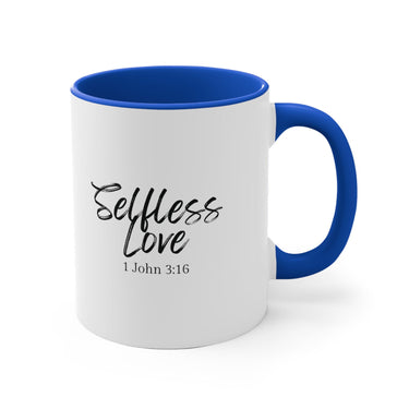 Faith Culture - Selfless Love - 1 John 3:16 Christian Accent Coffee Mug 11oz Blue