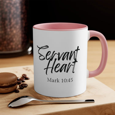 Faith Culture - Servant Heart - Mark 10:45 Christian Accent Coffee Mug 11oz Pink