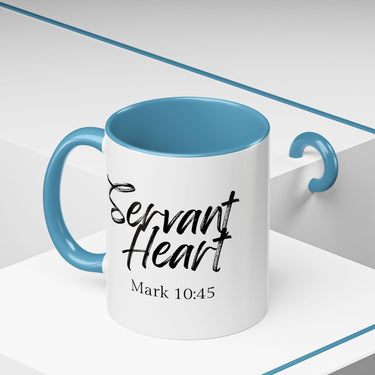 Faith Culture - Servant Heart - Mark 10:45 Christian Coffee Mug 11oz Light Blue