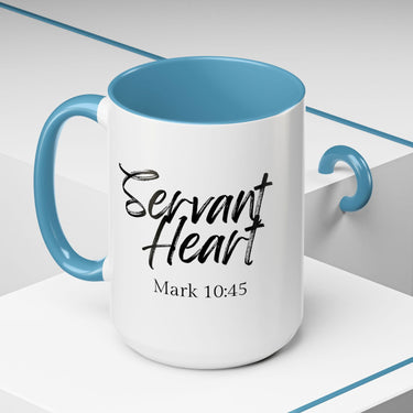 Faith Culture - Servant Heart - Mark 10:45 Christian Coffee Mug 15oz Light Blue