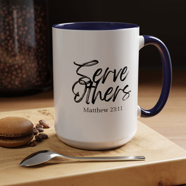 Faith Culture - Serve Others - Matthew 23:11 Christian Coffee Mug 15oz Navy