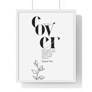 Faith Culture - Sheltered Under His Wings - Psalm 91:4 - Christian Wall Art 16" x 20" White