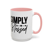 Faith Culture - Simply Blessed Christian Thanksgiving Accent Coffee Mug, 11oz and 15oz 15oz Pink