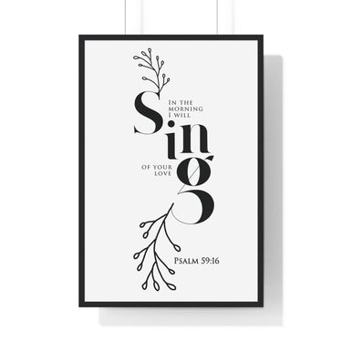Faith Culture - Strength in Adversity - Psalm 59:16 - Christian Wall Art 24″ x 36″ Black
