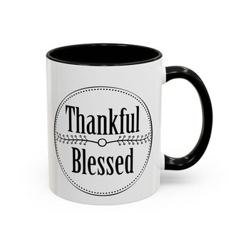 Faith Culture - Thankful & Blessed - Christian Thanksgiving Accent Coffee Mug, 11oz and 15oz 11oz Black