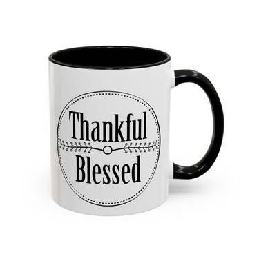 Faith Culture - Thankful & Blessed - Christian Thanksgiving Accent Coffee Mug, 11oz and 15oz 11oz Black