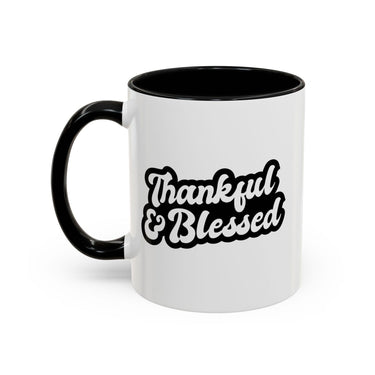 Faith Culture - Thankful & Blessed Christian Thanksgiving Accent Coffee Mug, 11oz and 15oz
