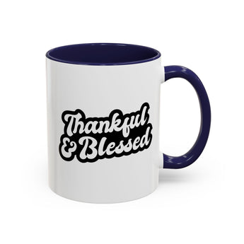 Faith Culture - Thankful & Blessed Christian Thanksgiving Accent Coffee Mug, 11oz and 15oz 11oz Navy