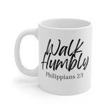 Faith Culture - Walk Humbly - Philippians 2:3 Christian Coffee Mug