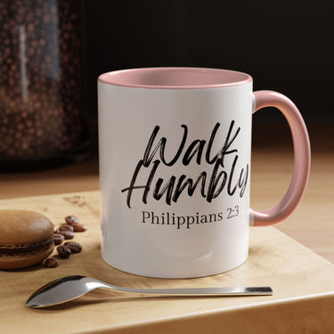 Faith Culture - Walk Humbly - Philippians 2:3 Christian Coffee Mug 11oz Pink